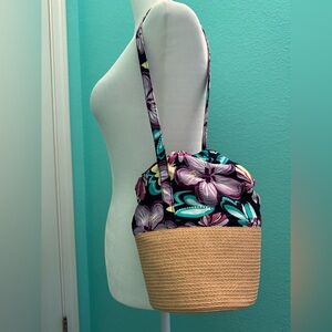 NWT Gymboree Kids Straw Floral Crossbody Shoulder Bag, 6+